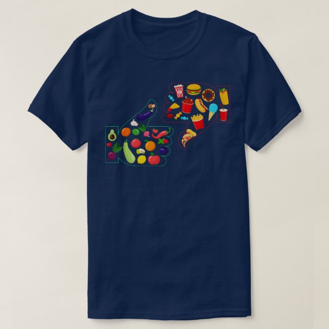 Camiseta Comida saludable vs. basura (Diseño del anverso)