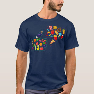 Camiseta Comida saludable vs. basura