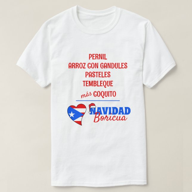 Camiseta Comida Tradicional de Navidad Boricua en Navidad (Diseño del anverso)