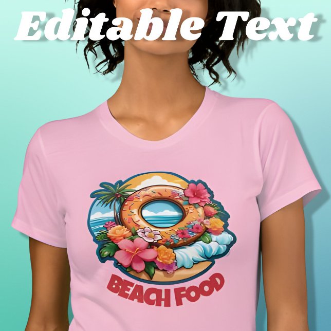Camiseta Comida Tropical Donut Beach Editable (Subido por el creador)