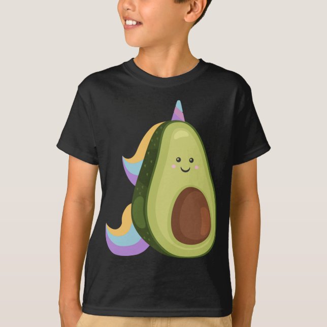 Camiseta Comida vegana divertida de aguacate unicornio (Anverso)