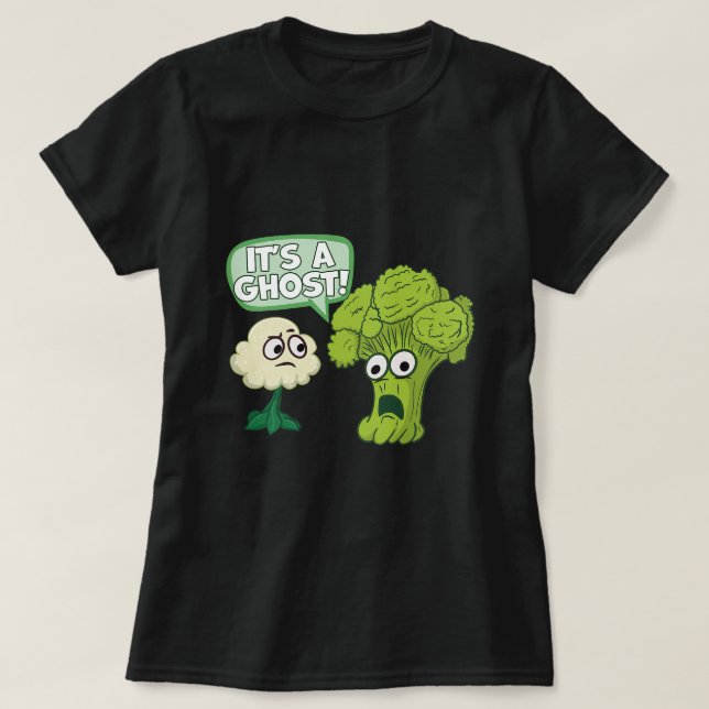 Camiseta Comida vegetal Asustada Broccoli y Cauliflower it (Diseño del anverso)