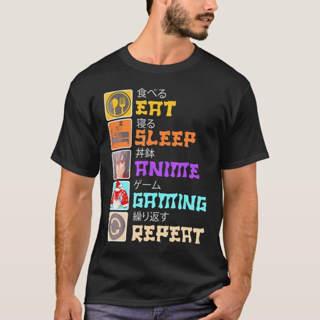Camiseta Comiendo el sueño de los juegos de ánime repetir J (Anverso)