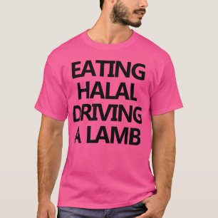 Camiseta comiendo halal conduciendo un cordero retro