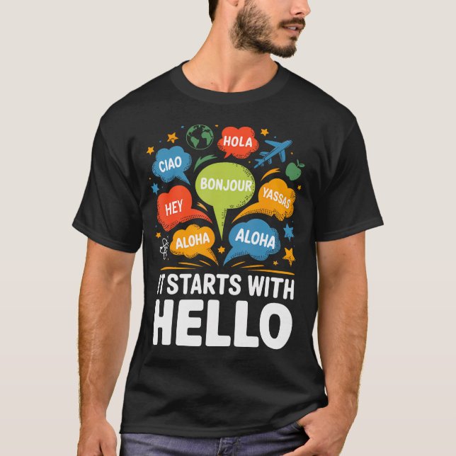 Camiseta Comienza con Hola Amistad Profesor Inclusión  (Anverso)