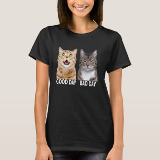 Camiseta comillas de gato dos gatos buen día mal día gruñón