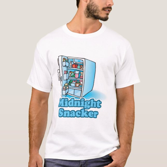 Camiseta comilón de medianoche abre la nevera (Anverso)