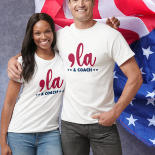 Camiseta Comma la & Coach-Kamala Harris Tim Walz