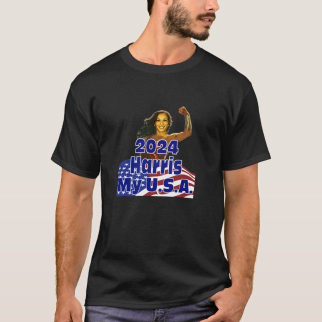 Camiseta Comma la Kamala Harris 2024 por la campaña preside (Anverso)