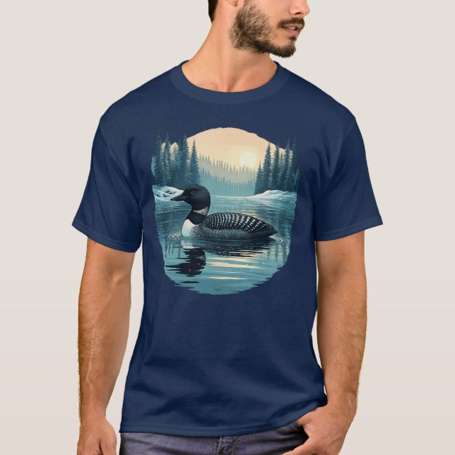 Camiseta Common Loon - Retro Winter Cabin Christmas Design  (Anverso)