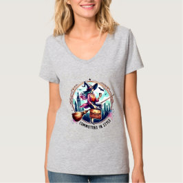 Camiseta Commuting in Style – Elegant Witch Design for Tre