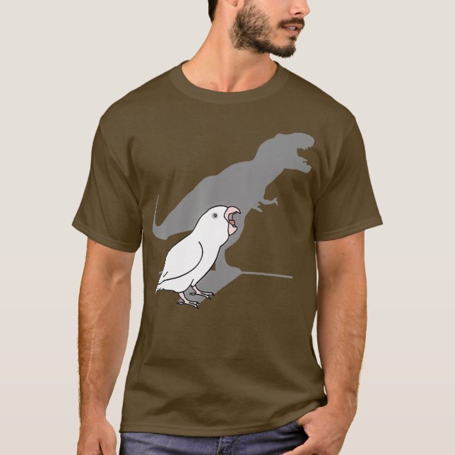 Camiseta Cómnico humilde de loros blancos de T-rex Birb Mem (Anverso)