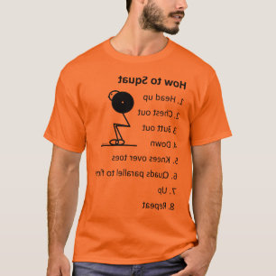 Camiseta Cómo a la posición en cuclillas del Barbell