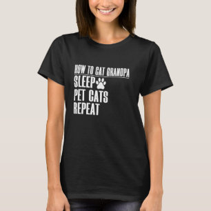 Camiseta Cómo Abuelo Gato Dormir Acariciar Gatos Repetir Ab