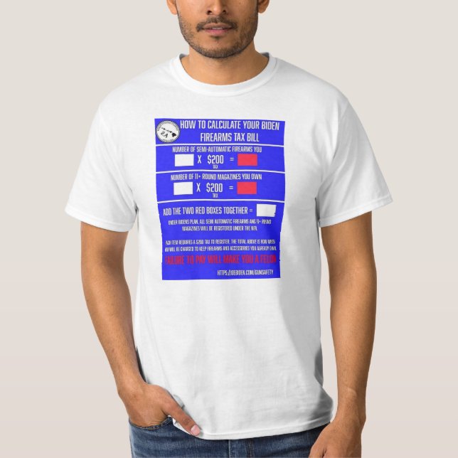 CAMISETA CÓMO CALCULAR SU PROYECTO DE IMPUESTO SOBRE ARMAS  (Anverso)