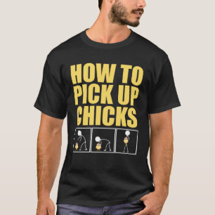 Camiseta Cómo coquetear citas recoger chicas 3 pasos salir