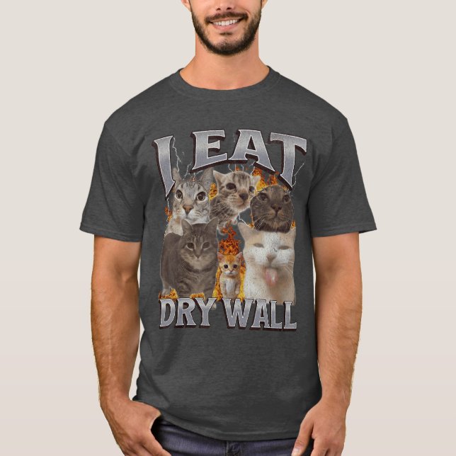 Camiseta Como Dry Wall Funny Cat Meme Bootleg Hombres Mujer (Anverso)