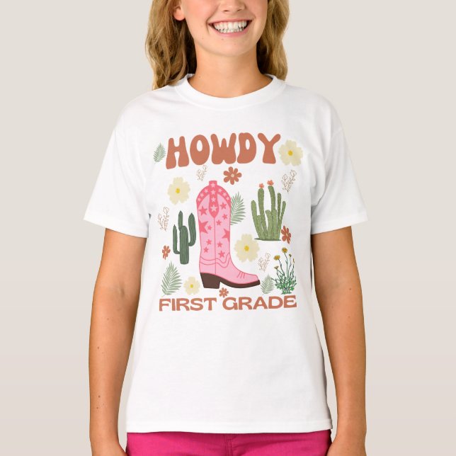 Camiseta Cómo Estás Niños de Primer Grado, Vaquera (Anverso)