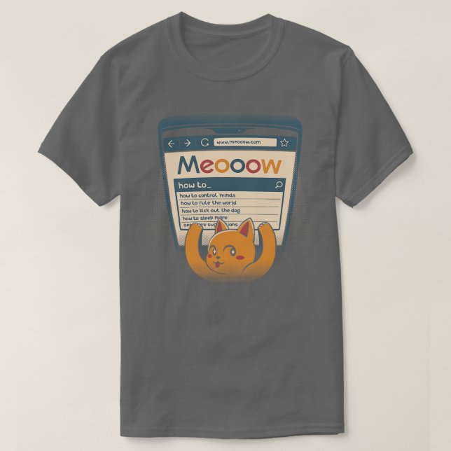 Camiseta Cómo gobernar el gato mundial utilizando una compu (Diseño del anverso)