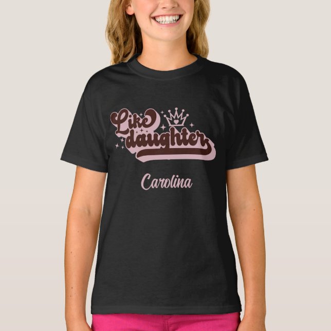 Camiseta Como hija | Matanza y niño coincidentes - Negro (Anverso)