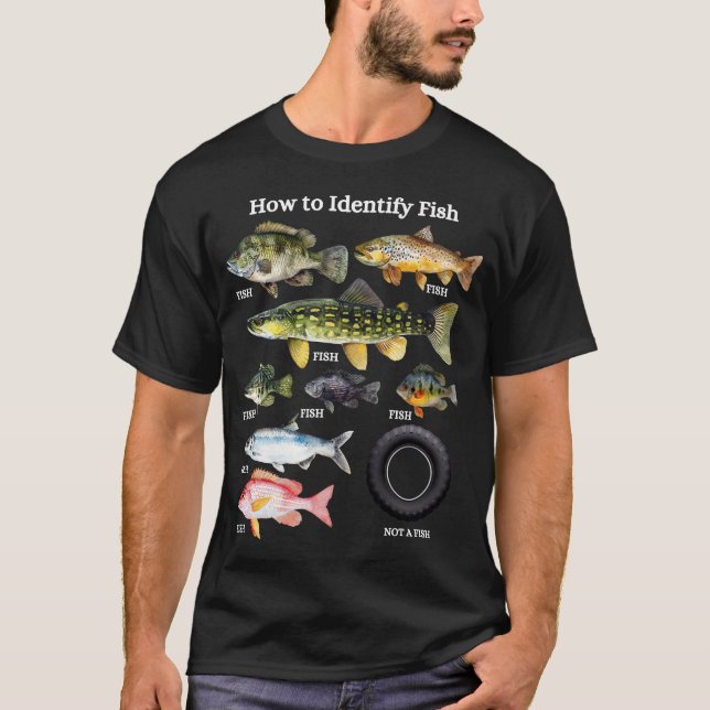 Camiseta Cómo identificar peces, amante de los peces, idea  (Anverso)