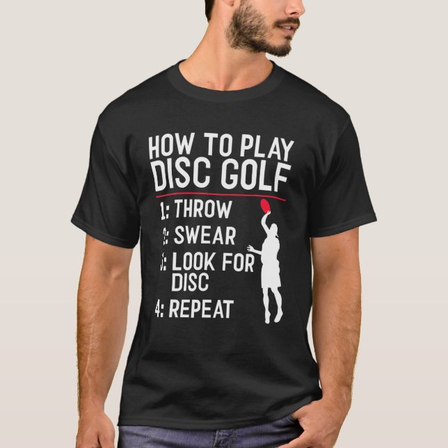Camiseta Cómo Jugar El Golf De Disco Lanza Barrido Buscar E (Anverso)