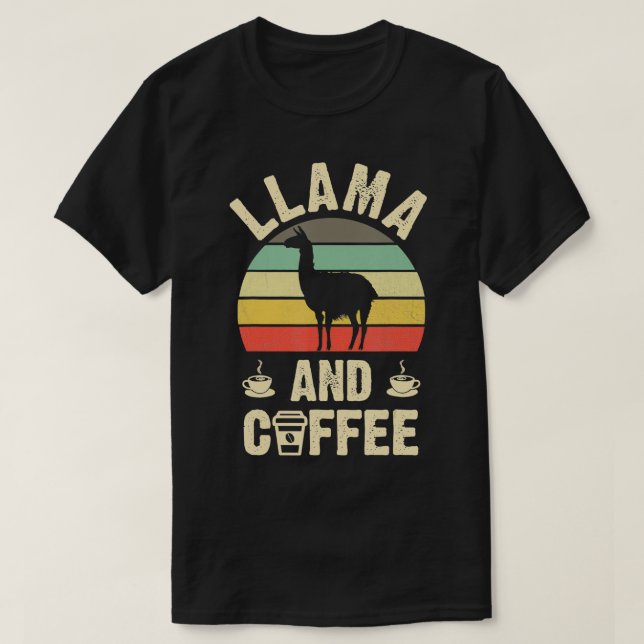Camiseta como Llama Coffee Funny tema de las llamas retro (Diseño del anverso)