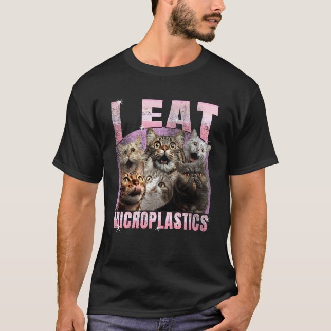 Camiseta Como Microplásticos Chistoso Gato Meme DIY (Anverso)