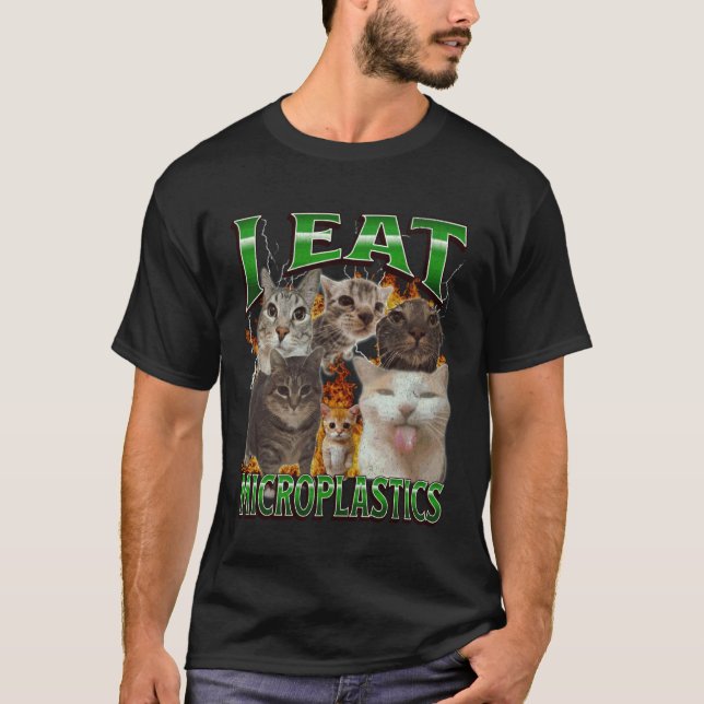 Camiseta Como Microplásticos Funny Cat Meme Bootleg Gráfico (Anverso)