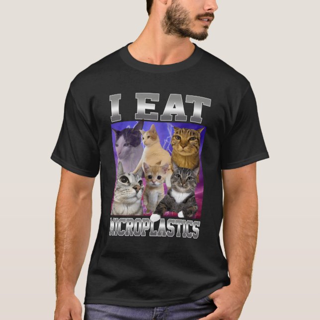 Camiseta Como Microplásticos Gato Divertido Meme Bootleg Gr (Anverso)