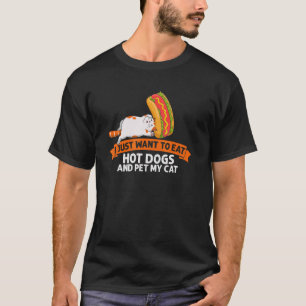Camiseta Como Perrito Caliente Y Acaricio A Mi Gato Gatito 