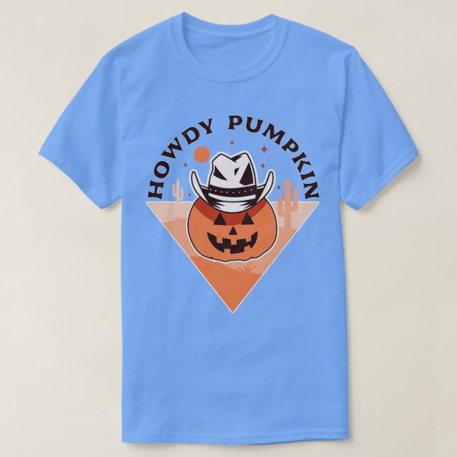 Camiseta Cómo Pumpkin Cowboy Rodeo País Occidental Caída Ha (Diseño del anverso)
