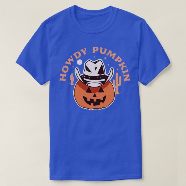 Camiseta Cómo Pumpkin Cowboy Rodeo País Occidental Caída Ha (Diseño del anverso)
