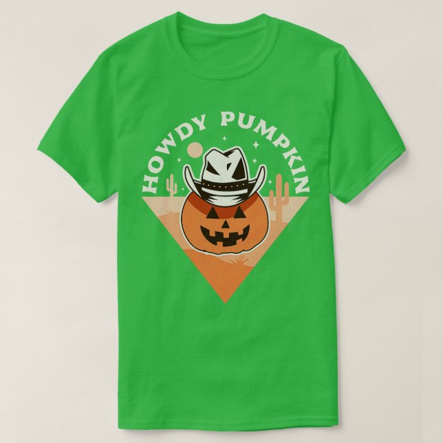 Camiseta Cómo Pumpkin Cowboy Rodeo País Occidental Caída Ha (Diseño del anverso)
