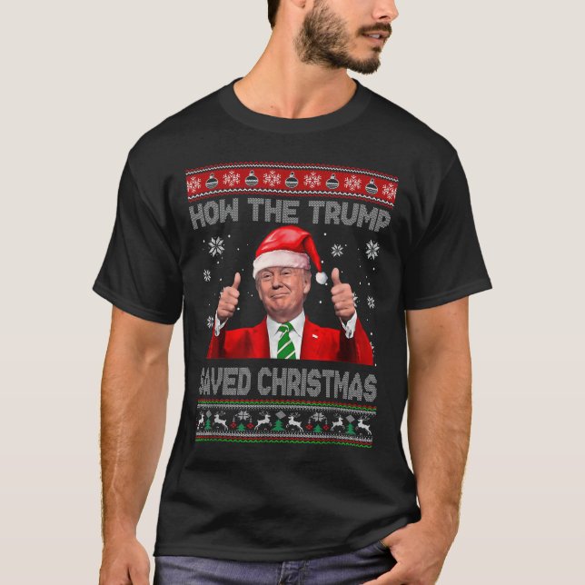 Camiseta Cómo salvó a los Navidades Trump es gracioso (Anverso)