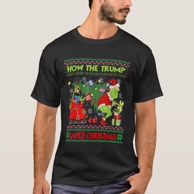 Camiseta Cómo salvó Trump a los Navidades Divertido Trump 2 (Anverso)