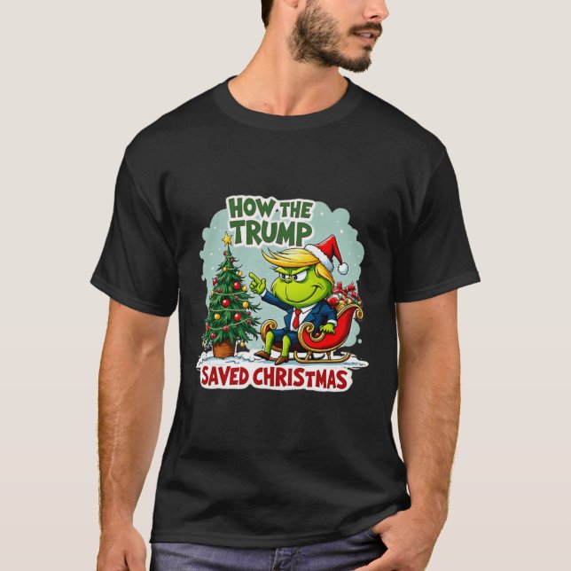 Camiseta Cómo salvó Trump a los Navidades Divertidos Trump  (Anverso)