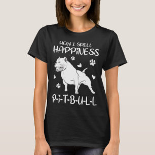 Camiseta Cómo se escribe felicidad Pitbull Perro Costuma ar