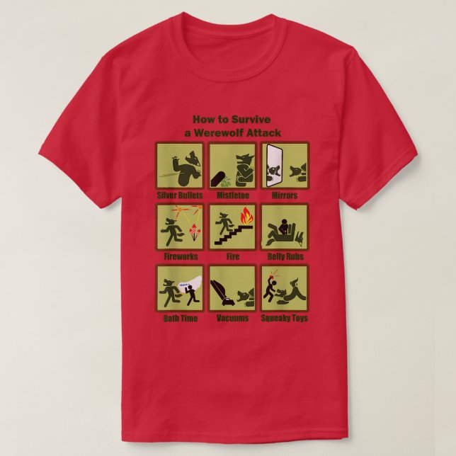Camiseta Cómo Sobrevivir A Un Ataque De Werewolf  (Diseño del anverso)