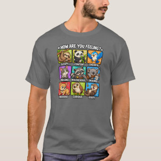 Camiseta ¿Cómo te sientes? Estados de ánimo de animales