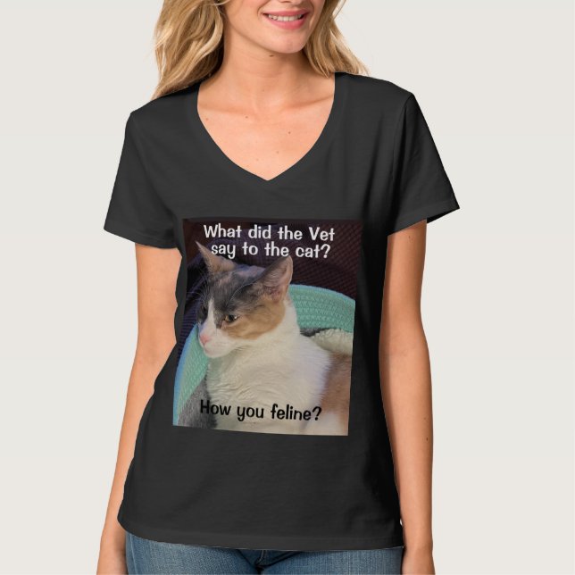 Camiseta ¿Cómo te sientes? V-Cuello femenino (Anverso)