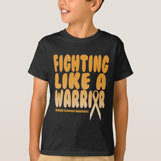Camiseta Como un guerrero, conciencia de esclerosis múltipl (Anverso)