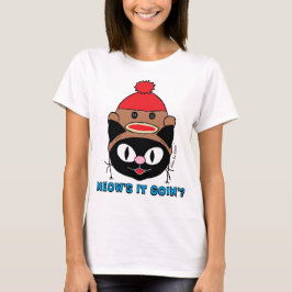 Camiseta ¿CÓMO VA? Gato Negro con Sombrero de Mono de Calce