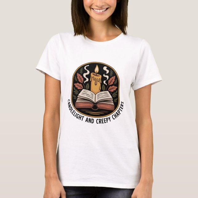Camiseta Cómoda placa de libro de velas de época crema (Anverso)