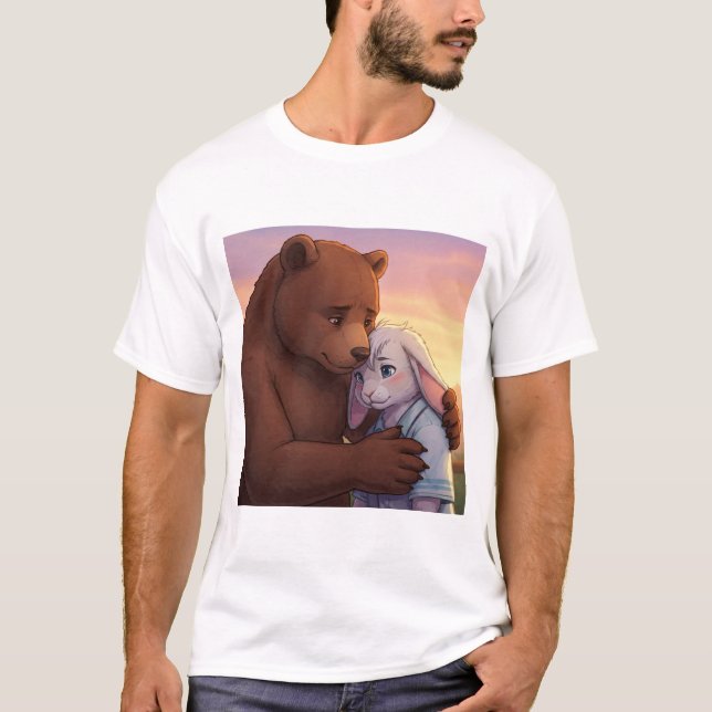 Camiseta Comodidad suave: el abrazo del oso y el conejo (Anverso)