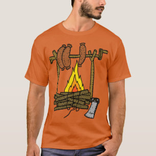 Camiseta cómodos fascículos de fogata asando salchichas ale