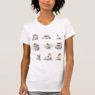 Camiseta Cómodos libros Cute Teapot Candle Bookstack Sweate