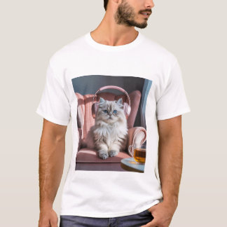 Camiseta Cómodos túneles de gatos - lindo gato persa escuch