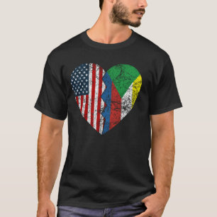 Camiseta Comoran American Flags Heart United States Comoro
