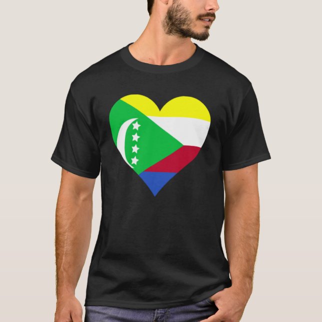 Camiseta Comoras Bandera Corazón Comoras Ama Comoras (Anverso)